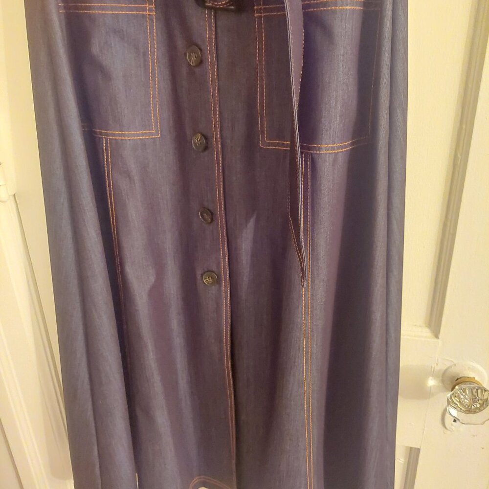 Calvin Klein Denim Like Trench Style Midi Dress NWT 10 - Picture 5 of 7